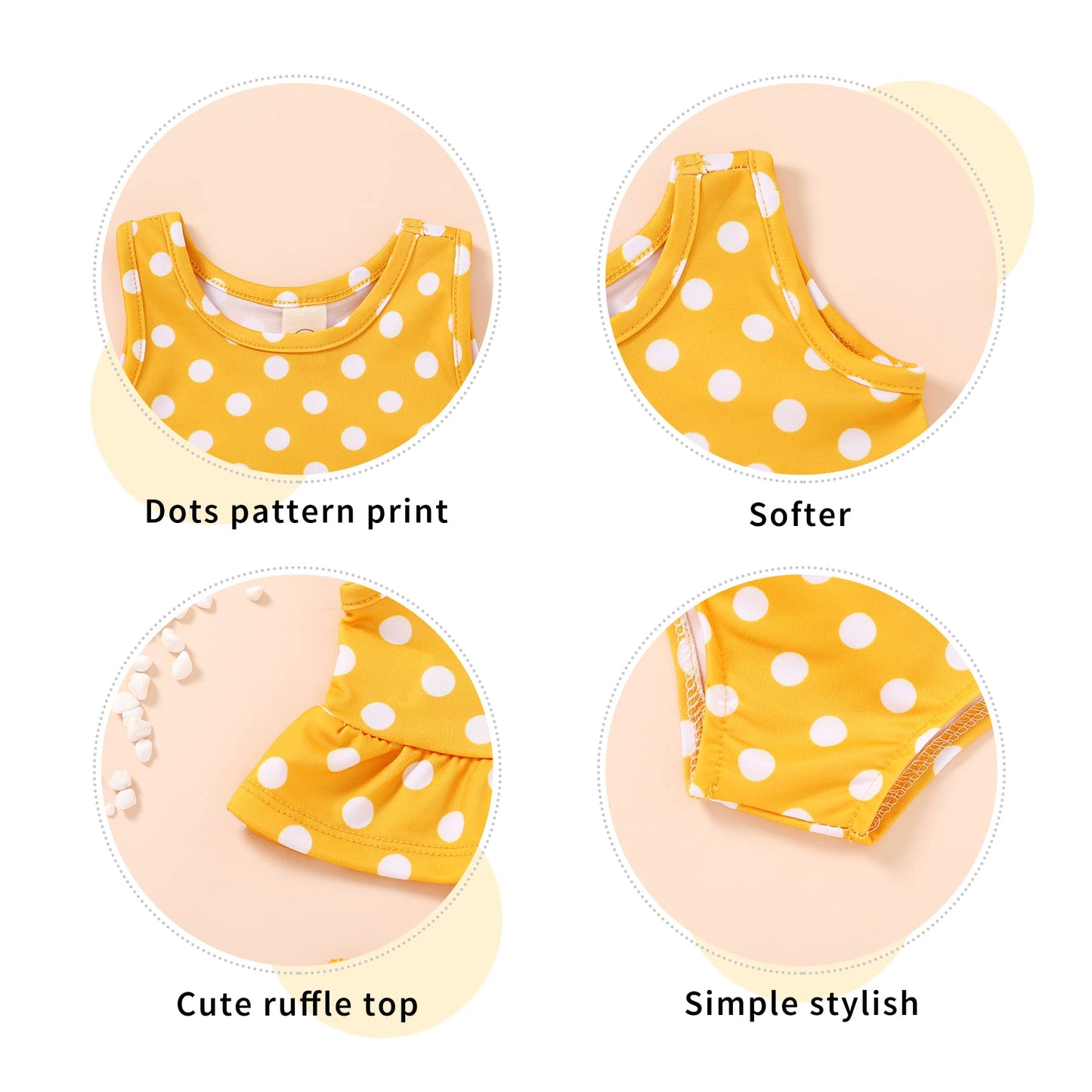 Younger Tree Toddler Baby Girls Summer Swimsuit Sleeveless Polka Dot Swimwear Two-Piece Suit Beach Bikini Outfits Bathing Suit (