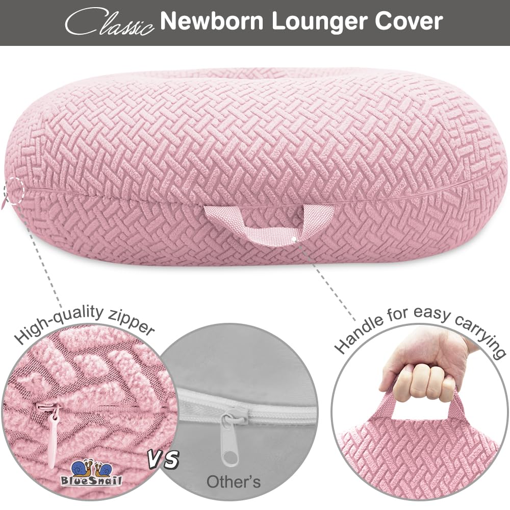 Strechy Newborn Lounger Cover, Removable And Ultra Soft Sung Fitted Baby Lounger Slipcover By Bluesnail (2 Pack, Pink+Light Gray
