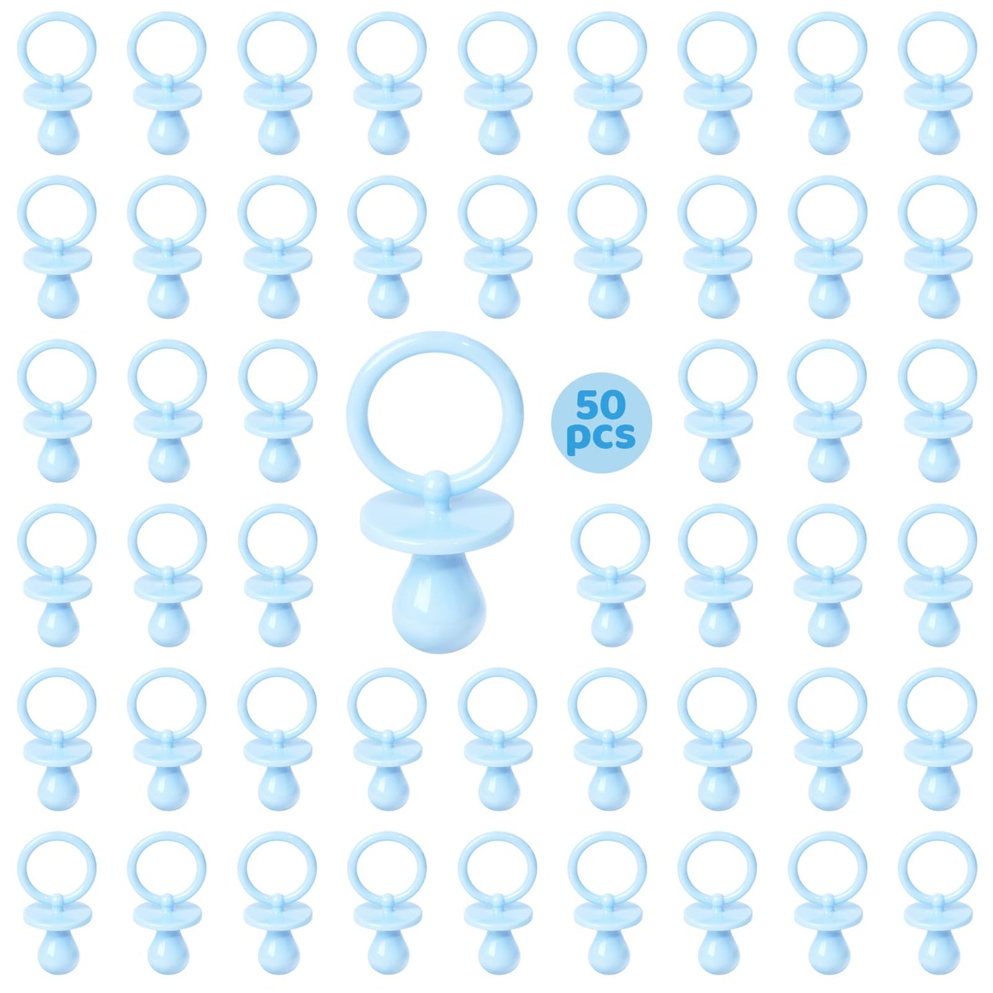 50 Pacifiers For Baby Shower Game Boy, 2.75 Plastic Pacifiers Baby Shower Game, Bulk Baby Shower Pacifiers For Gender Reveal Bab