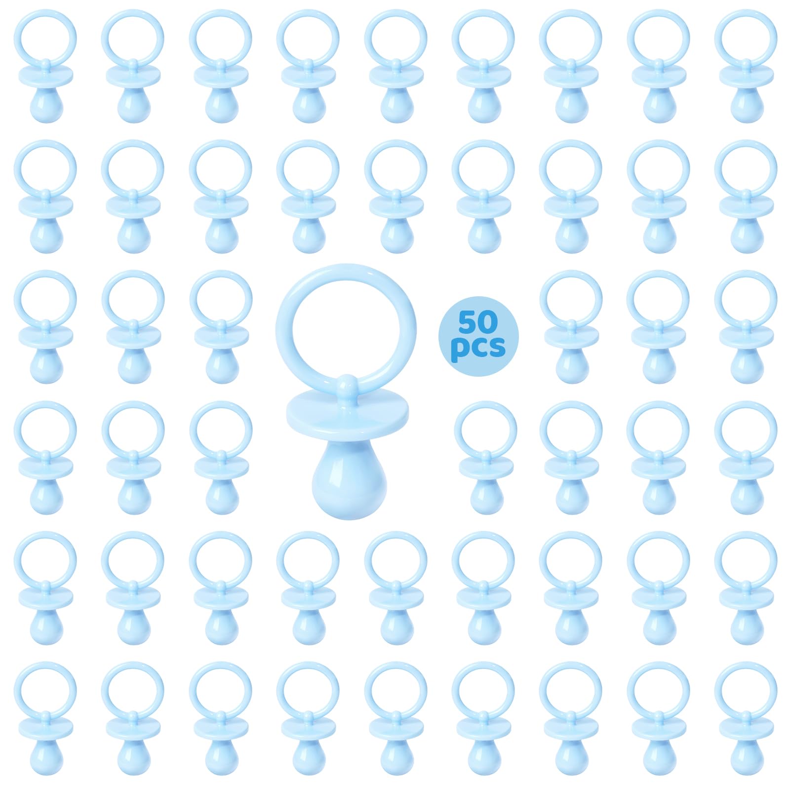 50 Pacifiers For Baby Shower Game Boy, 2.75 Plastic Pacifiers Baby Shower Game, Bulk Baby Shower Pacifiers For Gender Reveal Bab