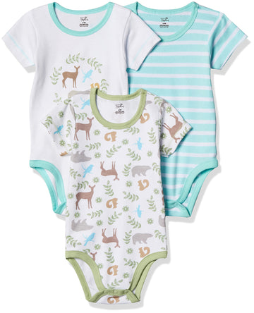 Touched By Nature Unisex Baby Organic Cotton Bodysuits, Forest, 12-18 Months