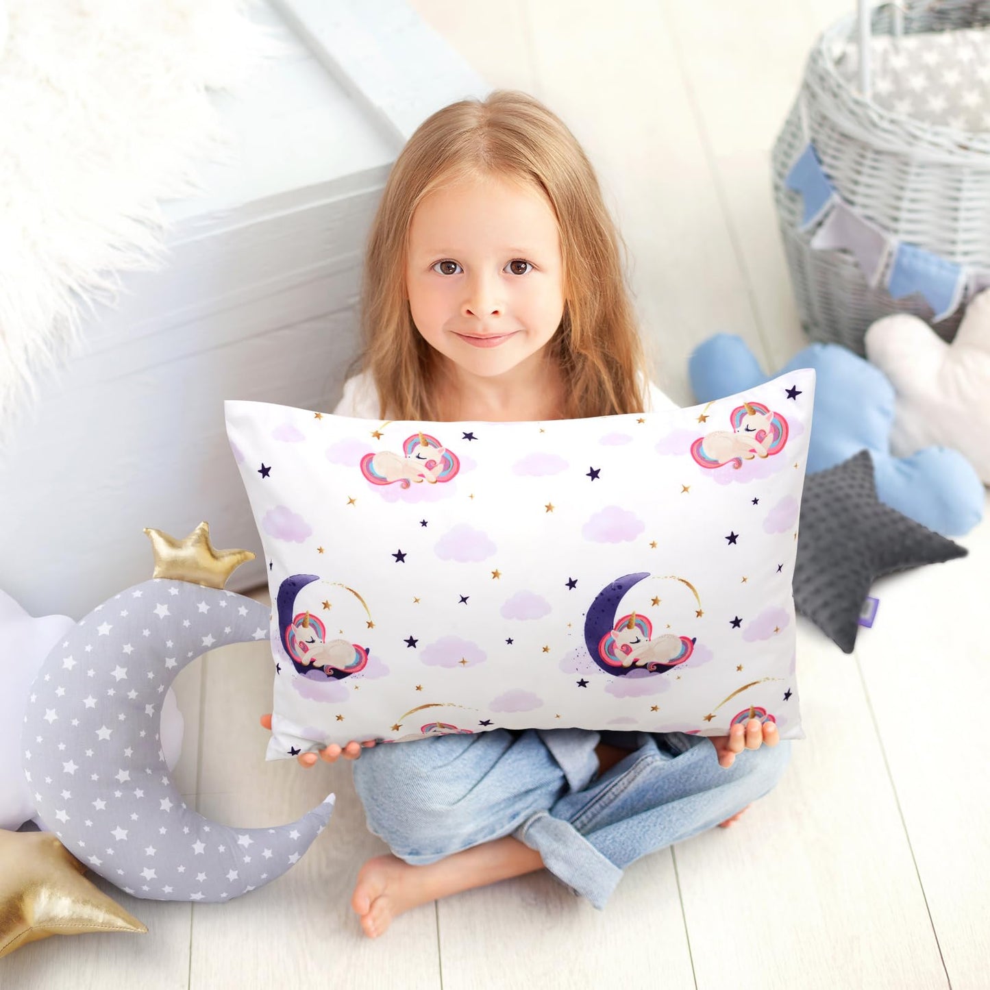 Uomny Toddler Pillowcases For Girls 13X18 12X16 14X19 Unicorns Baby Pillow Case 2 Pack Small Pillow Covers For Travel Pillow Blu