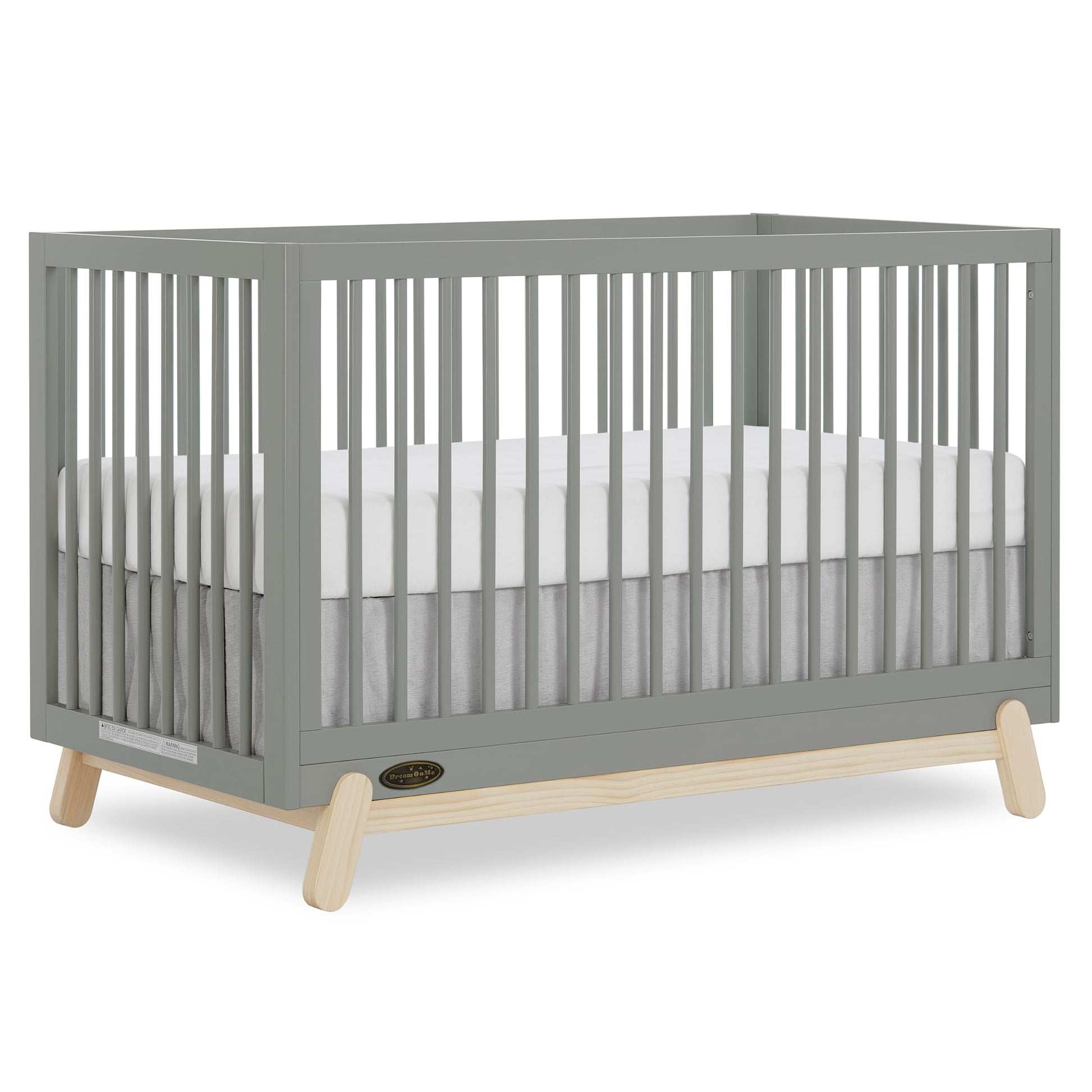 Dream On Me Hygge 5-in-1 Convertible Full-Size Baby Crib in Sea Grass & Vintage Oak, GreenGuard Gold & JPMA, Converts to Toddler