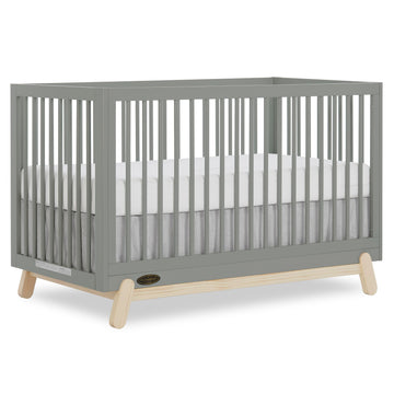 Dream On Me Hygge 5-in-1 Convertible Full-Size Baby Crib in Sea Grass & Vintage Oak, GreenGuard Gold & JPMA, Converts to Toddler