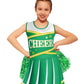 Jenpen Cheerleader Costume For Girls Cute Cheerleading Outfit Cheer Uniform For Halloween Dress Up With Accessories (Green,M(5-7
