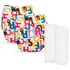 Glun Printed Reusable Baby Cloth Diaper Pack Of 2, Multicolour Colour Alphabet Print, Comfort & Protection, Leakproof & High Abs