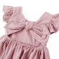 Dutebare Toddler Girls Dress Cotton Linen Ruffle Halter Sleeveless Kids Casual Summer Beach Party Dresses Pink 110