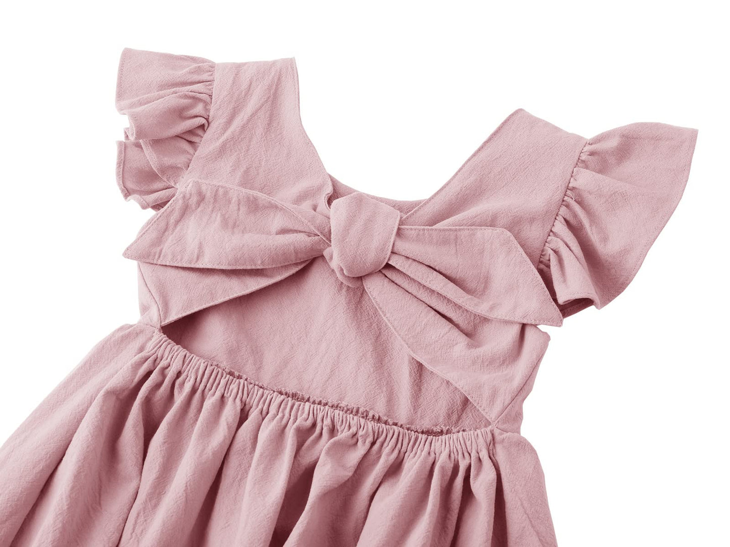 Dutebare Toddler Girls Dress Cotton Linen Ruffle Halter Sleeveless Kids Casual Summer Beach Party Dresses Pink 110