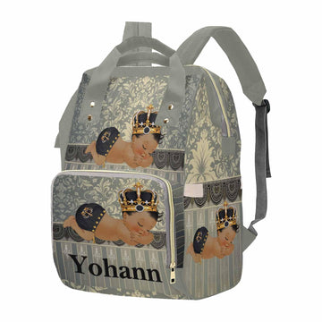 M Yescustom Personalized Name Diaper Bag Backpack, Grey Crown Diaper Baby Bags For Mom & Dad, Portable Travel Back Pack Baby Sho