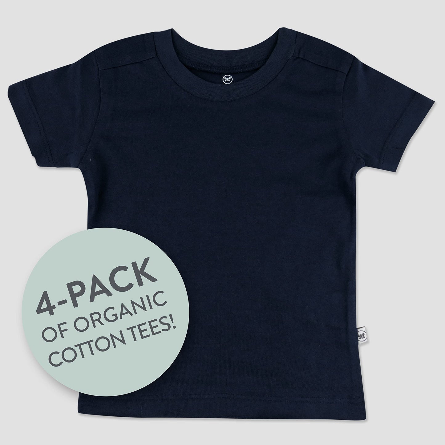 Honestbaby Multipack Short Sleeve T-Shirt Tee 100% Organic Cotton Infant Baby, Toddler, Little Kids Boys, Girls, Unisex, 4-Pack