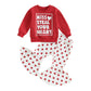 Toddler Baby Girl Valentines Outfit Daddy 'S Valentine Crewneck Sweatshirt Shirts Flare Pant Valentines Clothes (Red - Miss. Ste
