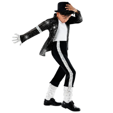Morph Popstar Costume for Kids 80s Disco Outfits for Boys Retro Costume Kids 80s Party Wear Fun Dress Up, Large