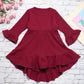 Bilison Toddler Baby Girl Clothes Solid Color Ruffle Tops Floral Pants With Headband Outfit Set