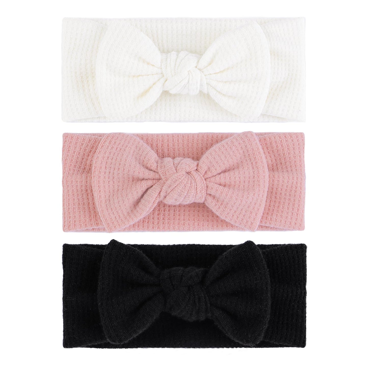 Oneninedream 3Pcs Baby Girls 4 ' Hairband With Bows, Soft Headwraps Hair Accessories For Infant Toddler, 1 Count (Pack Of 3), B