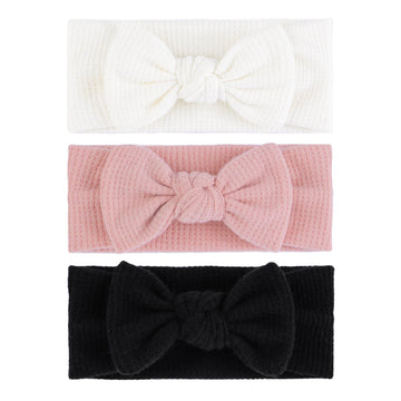Oneninedream 3Pcs Baby Girls 4 ' Hairband With Bows, Soft Headwraps Hair Accessories For Infant Toddler, 1 Count (Pack Of 3), B