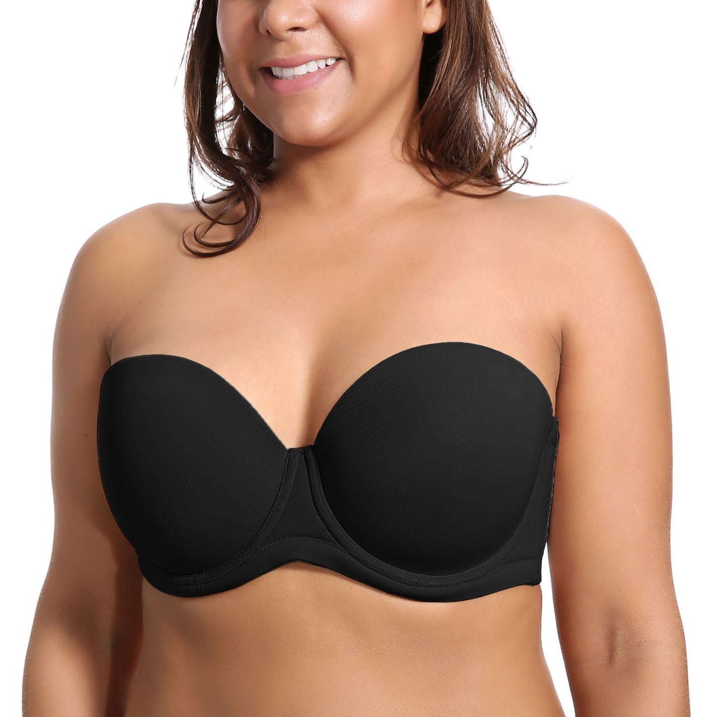 Delimira Womens Underwire Contour Multiway Full Coverage Strapless Bra Plus Size Black 46D