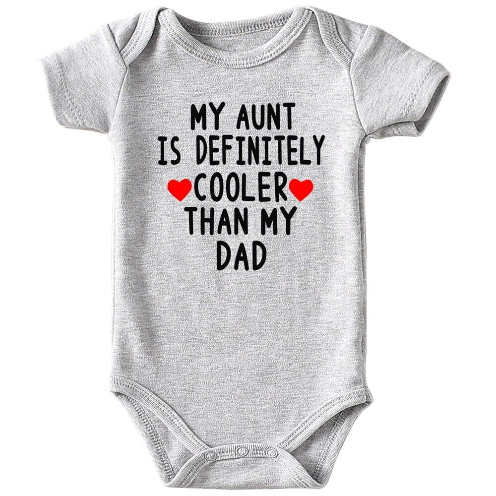 Acwssit Aunt Cool Than Dad Baby Boy Clothes Unisex Funny Baby Girl Baby Bodysuit 0-3 Months (Gray,3-6M)