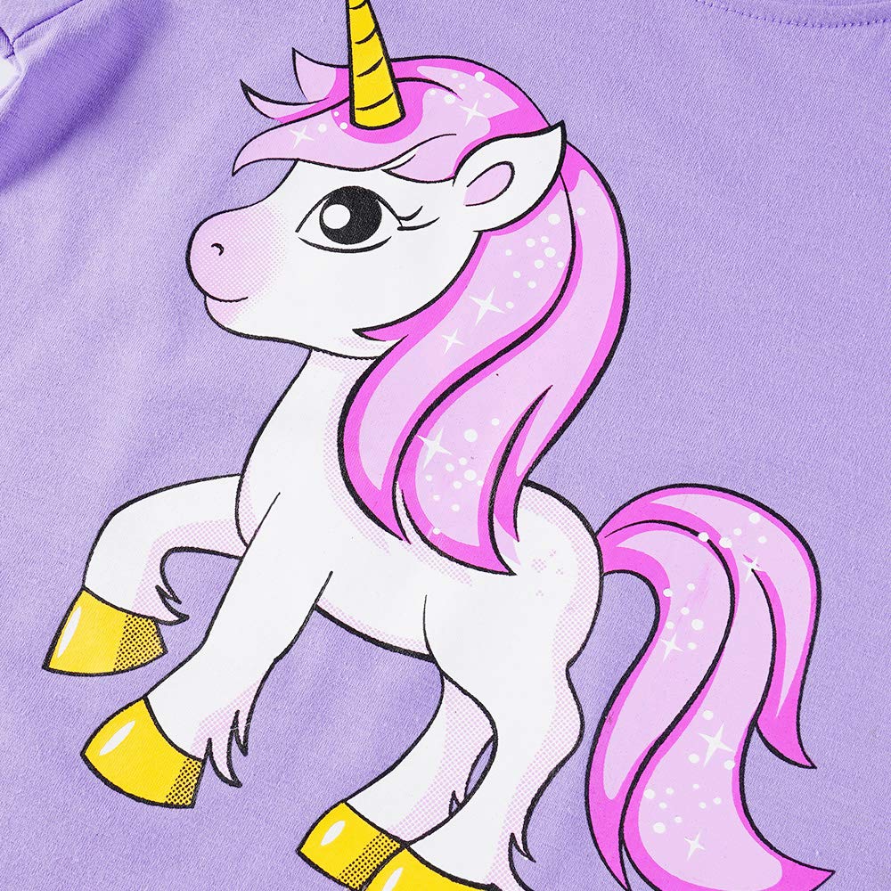 Little Girls Summer Pajamas Unicorn Short Sleeve 100% Cotton Sleepwear 2 Pieces Toddler Pjs Children Clothes Kids Jammies Sets S