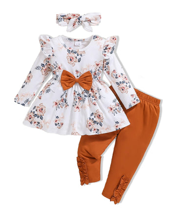 24 Month Girl Clothes 18 Months Toddler Girl Clothes Baby Girl Outfits Fall Cute Ruffle Flower Pants Set Infant Winter Clothes F