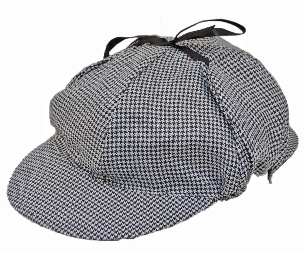 Novelty Giant Www.Noveltygiant.Com Classic Detective Houndstooth Deerstalker Costume Hat Black & White