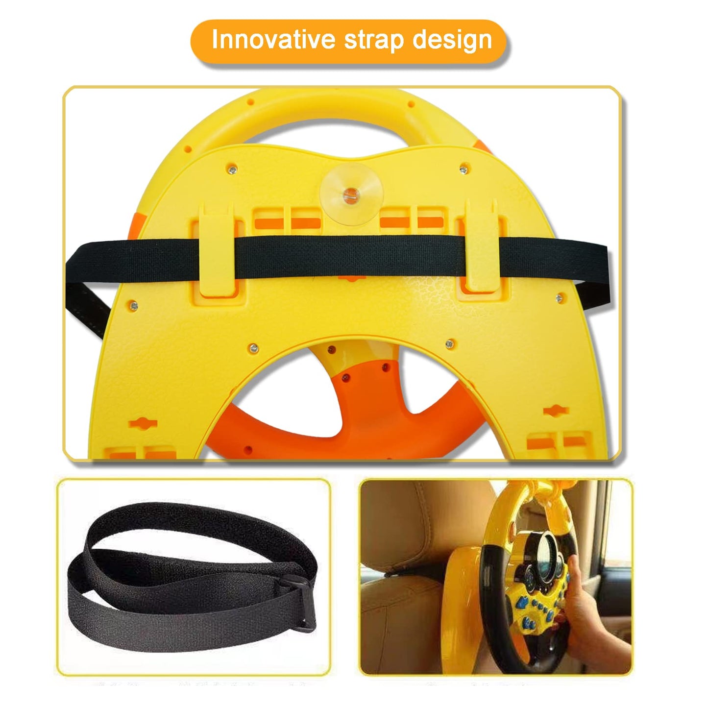 RedCrab Steering Wheel Car Driving Simulated Toy with Light and Music for Kids, Pretend Driving Seat Toys,Baby Electric Early Le