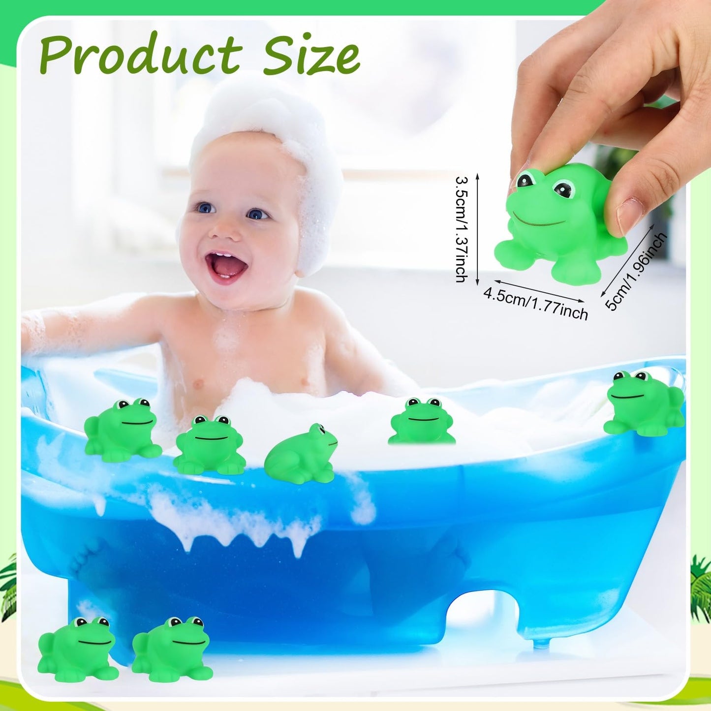 libfrnt 50 Pcs Rubber Frogs Squeak and Floating Green Frog Bath Toys Swimming Bathtub Shower Frog Toys Miniature Frogs for Boys