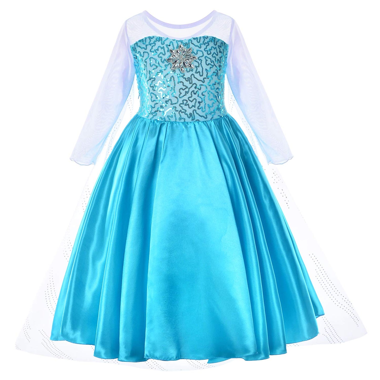 Party Chili Princess Costume For Girls Dress Up With Accessories For Little Girls 6X 6-7 Years 130 Sky Blue