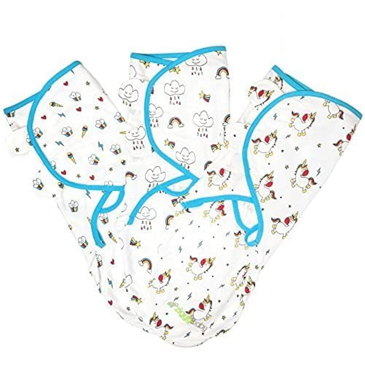 Ziggy Baby Swaddle Blanket Wrap Set 3 Pack Unicorn, Rainbow, Cupcake
