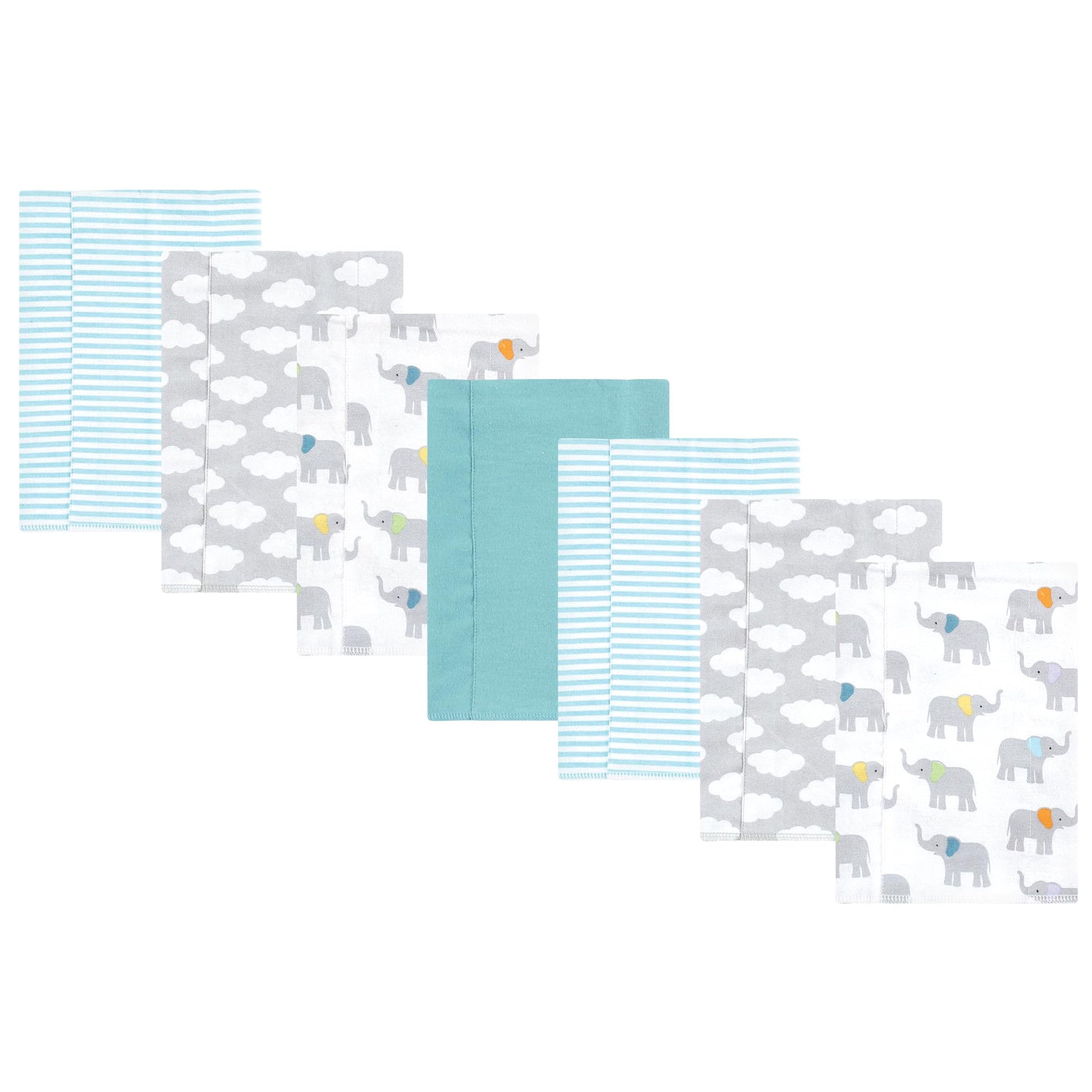 Hudson Baby Unisex Baby Flannel Burp Cloth 7Pk, Teal Elephant, One Size