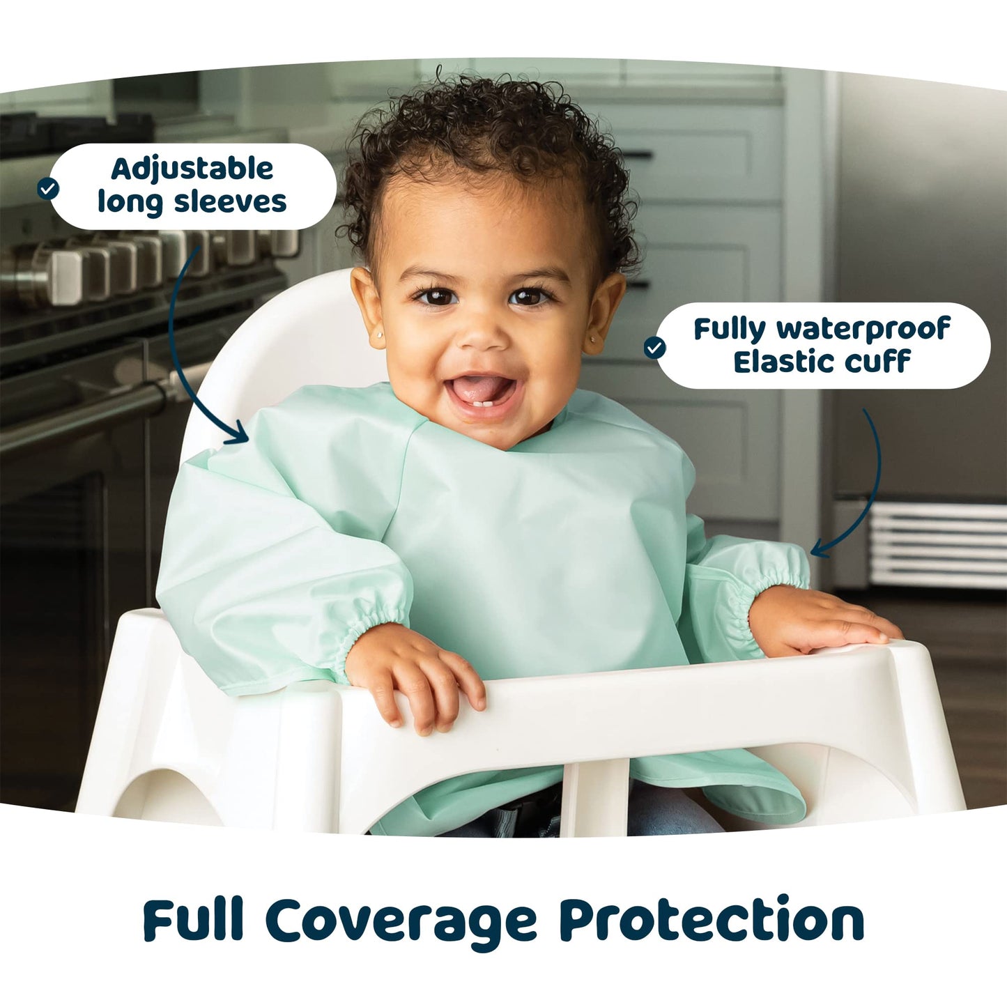 Tiny Twinkle Mess Proof Baby Bib, Cute Full Sleeve Bib Outfit, Waterproof Bibs For Toddlers, Machine Washable, Tug Closure, Smoc