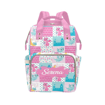 Personalized Dragon Pink Diaper Bag with Name - Custom Baby Bag, Nursing Tote Backpack for Mom, Custom Name Mommy Daypack, Showe