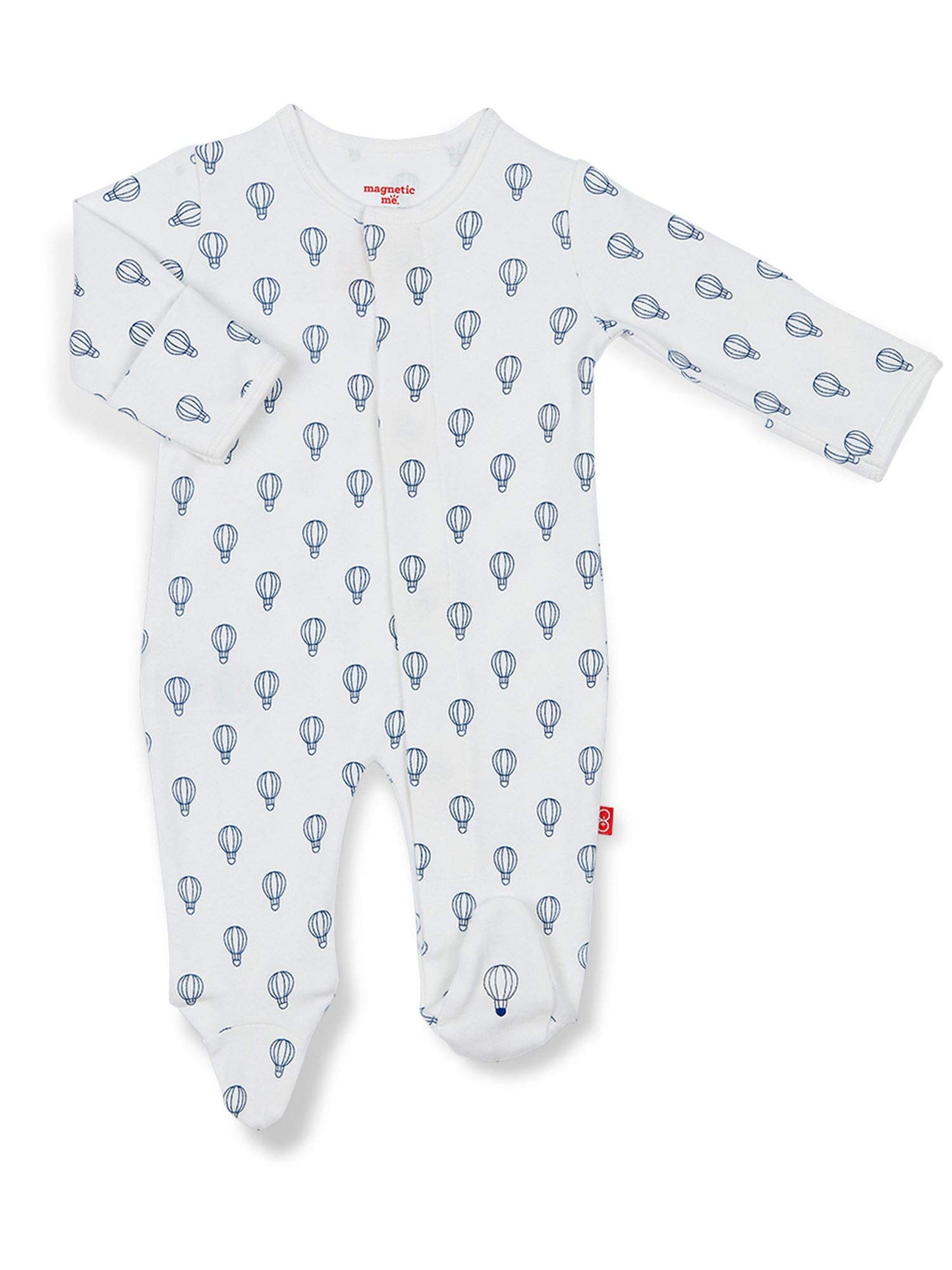Magnetic Me Footie Pajamas 100% Organic Cotton Baby Boys Sleepwear Quick Magnetic Fastener Sleeper Open Sky Blue 9-12 Months