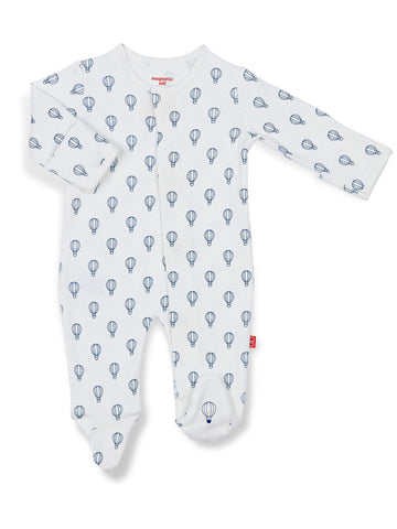 Magnetic Me Footie Pajamas 100% Organic Cotton Baby Boys Sleepwear Quick Magnetic Fastener Sleeper Open Sky Blue 9-12 Months