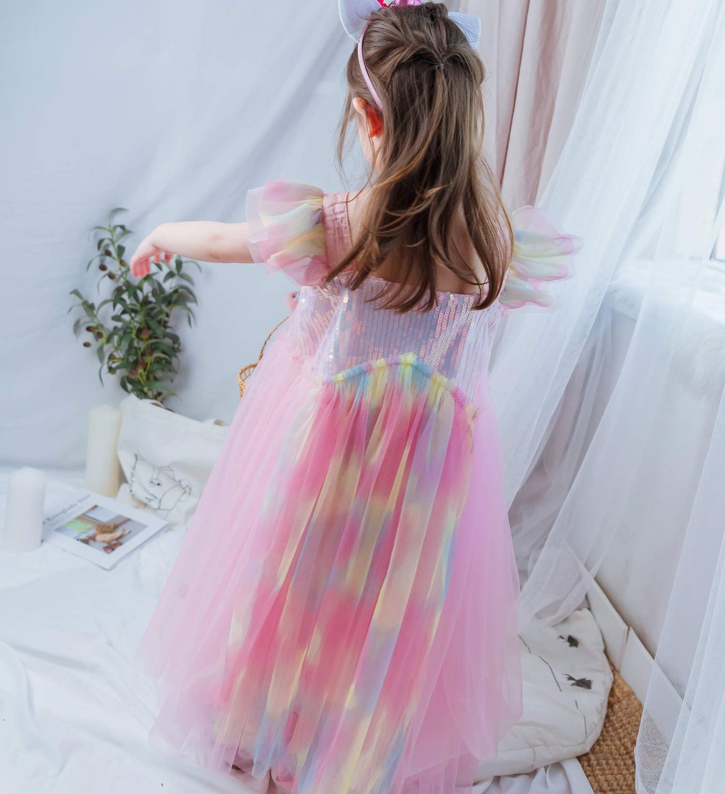 Dressy Daisy Girls Unicorn Birthday Party Rainbow Princess Costume Pageant Fancy Tulle Dress Size 4-5