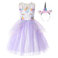 Jerrisapparel Flower Girls Unicorn Costume Pageant Princess Party Dress (8-9 Years, Purple)