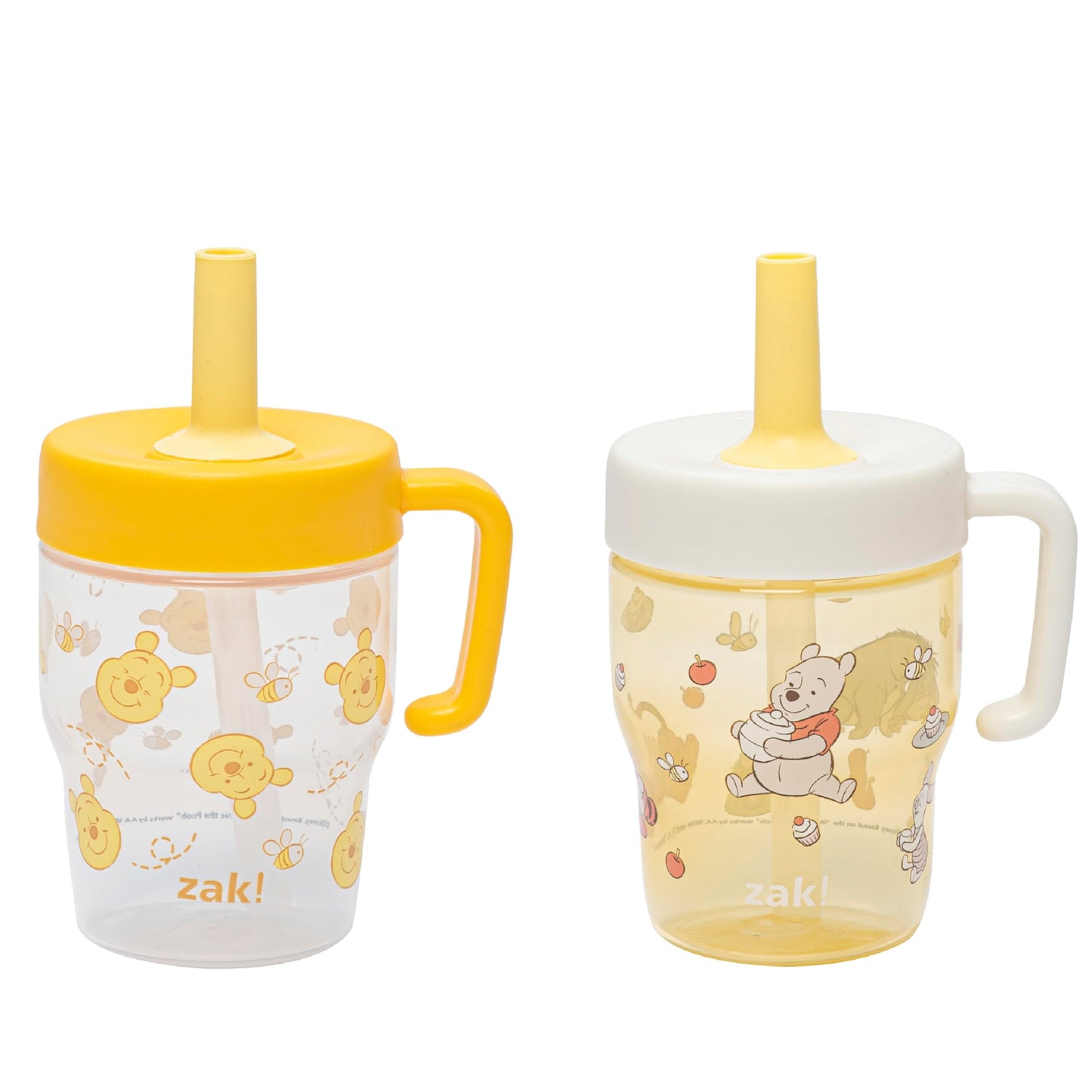 Zak Designs Disney Winnie the Pooh Capri Toddler Tumbler For Travel or At Home, 10oz 2-Pack Durable Plastic Sippy Cups With Hand