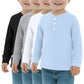 LessonZoo 4 Pack Boys Long Sleeve T-Shirts Girls Henley Tees Casual Toddler Shirts Solid Baby Winter Clothes Unisex(Haze Blue,