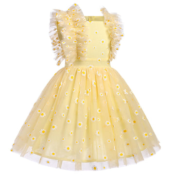 Gifts For One Year Old Girl, Princess Tutu Toddler Birthday Dress Infant Ruffled Flower Embroidered Special Occasion Photoshoot