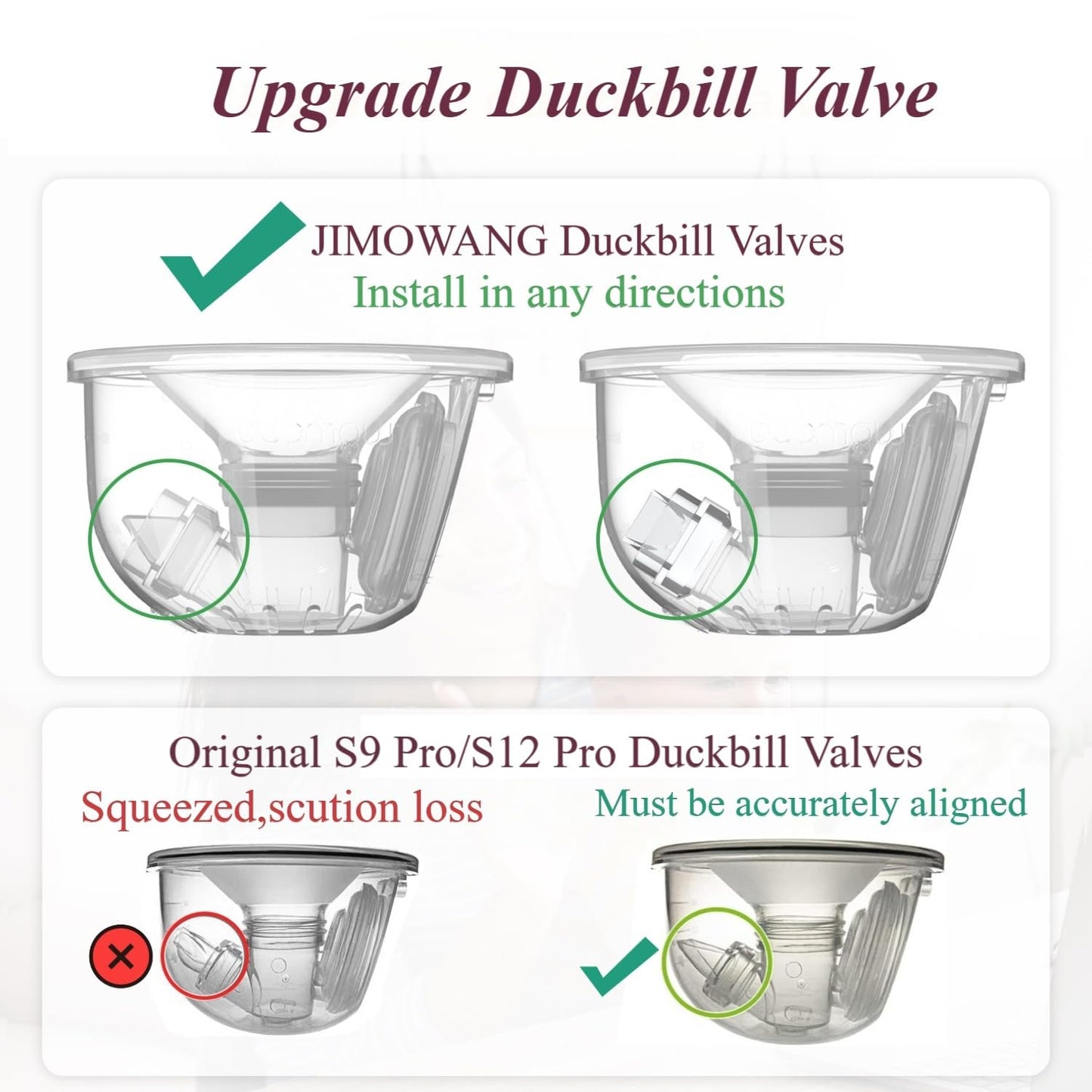 S9 Pro / S12 Pro Replacement Pump Parts - 6Pcs Duckbill Valve And 4Pcs Silicone Diaphragm - Compatible With Momcozy S12 Pro/S9 P