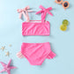 Younger Tree Toddler Girls Two Pieces Swimsuit Color Block Stripe Swimwear Summer Beach Bathing Suit (S Red 18-24 Months)