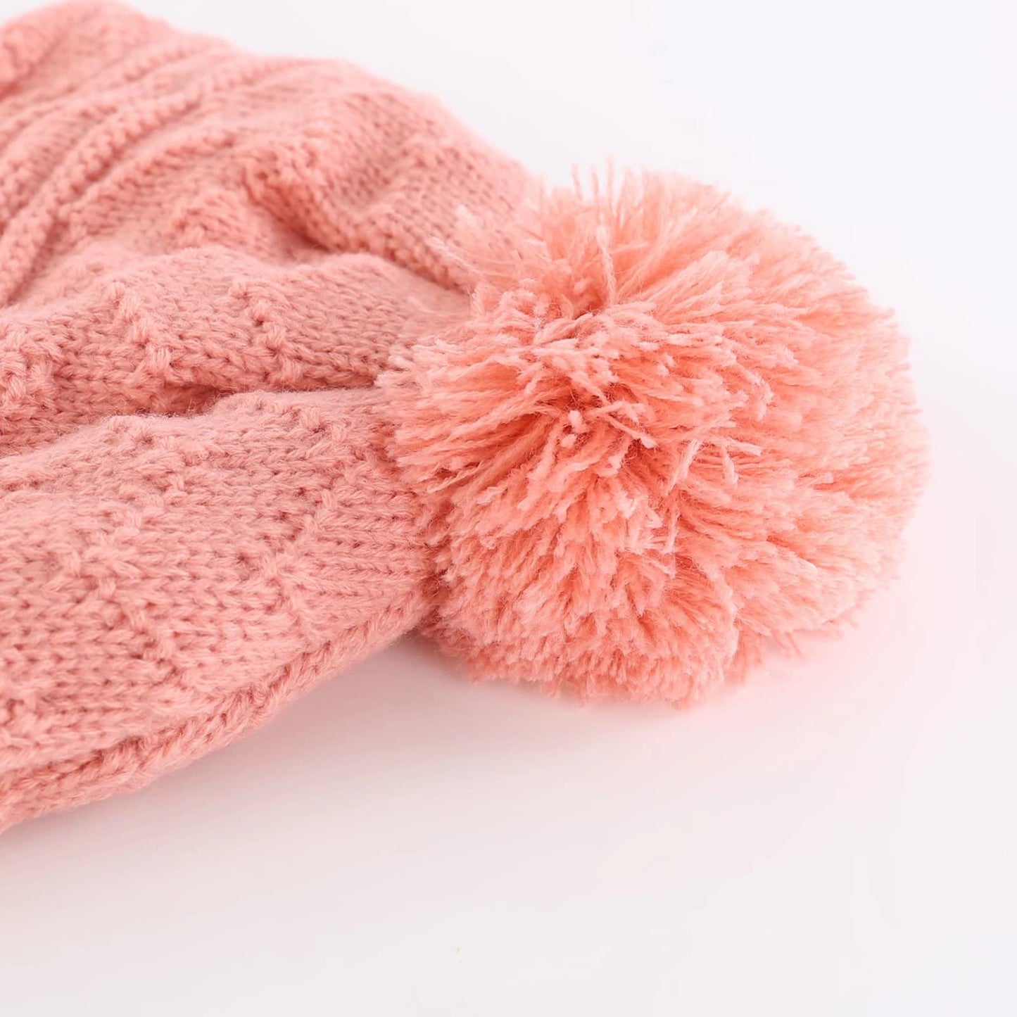 Connectyle Toddler Infant Baby Knit Beanies Cap Earflap Knit Kids Hat Fleece Warm Winter Hat S Pink