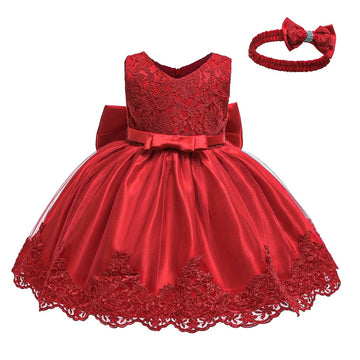 Baby Toddler Lace Dress Girls Formal Elegant Embroidery Wedding Party Flower Bridesmaid Dresses Up 12-18 Months