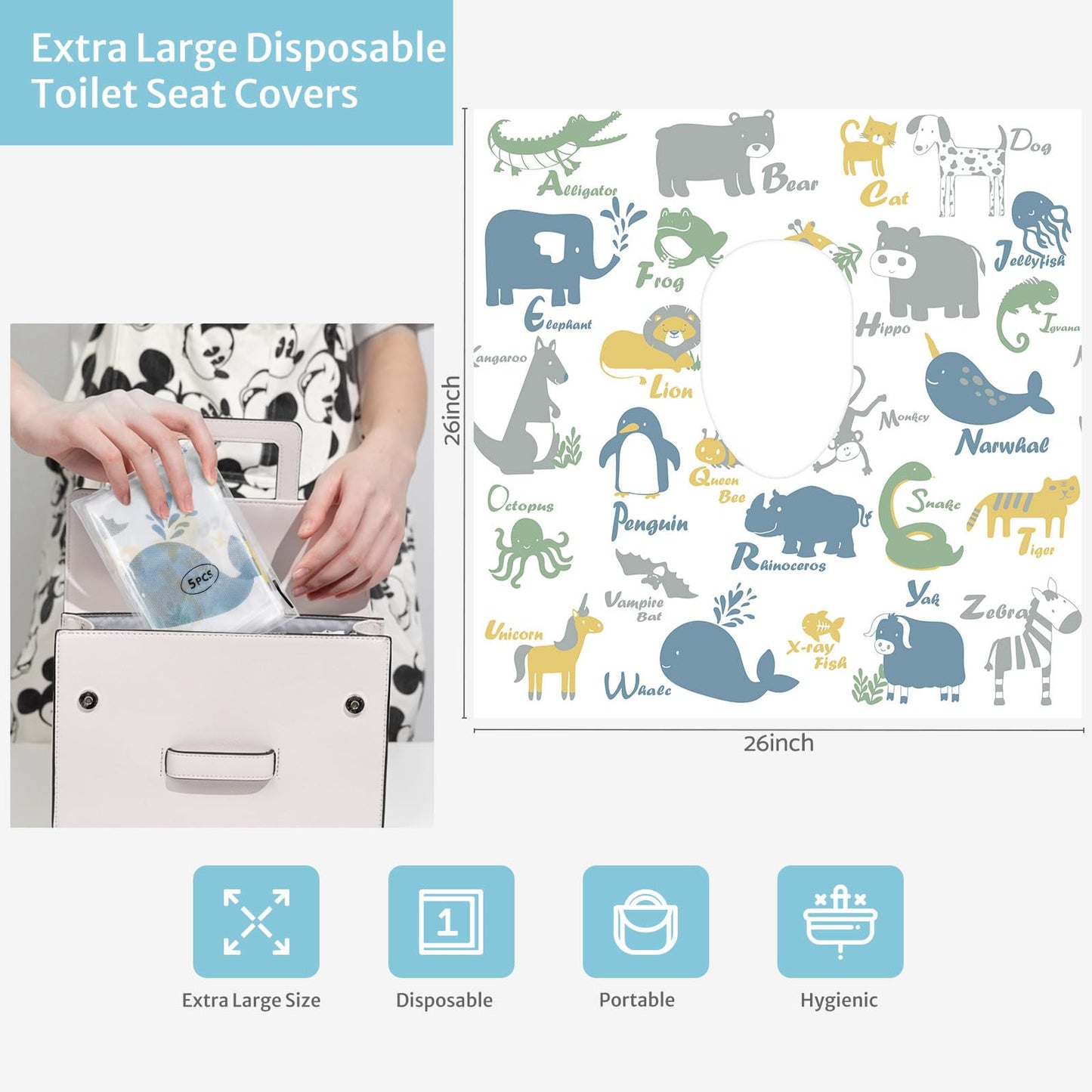 Blissful Diary Toilet Seat Covers Disposable, 20 Pcs Extra Large Waterproof Toilet Seat Cover For Toddler Potty Training, Kids T