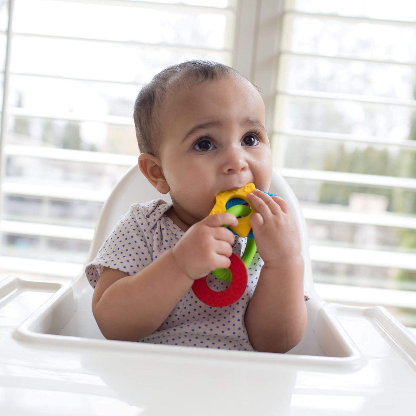 Dr. Browns Learning Loop Baby Teether Ring, Multiple Shapes and Textures, 100% Silicone, BPA-Free, 3m+