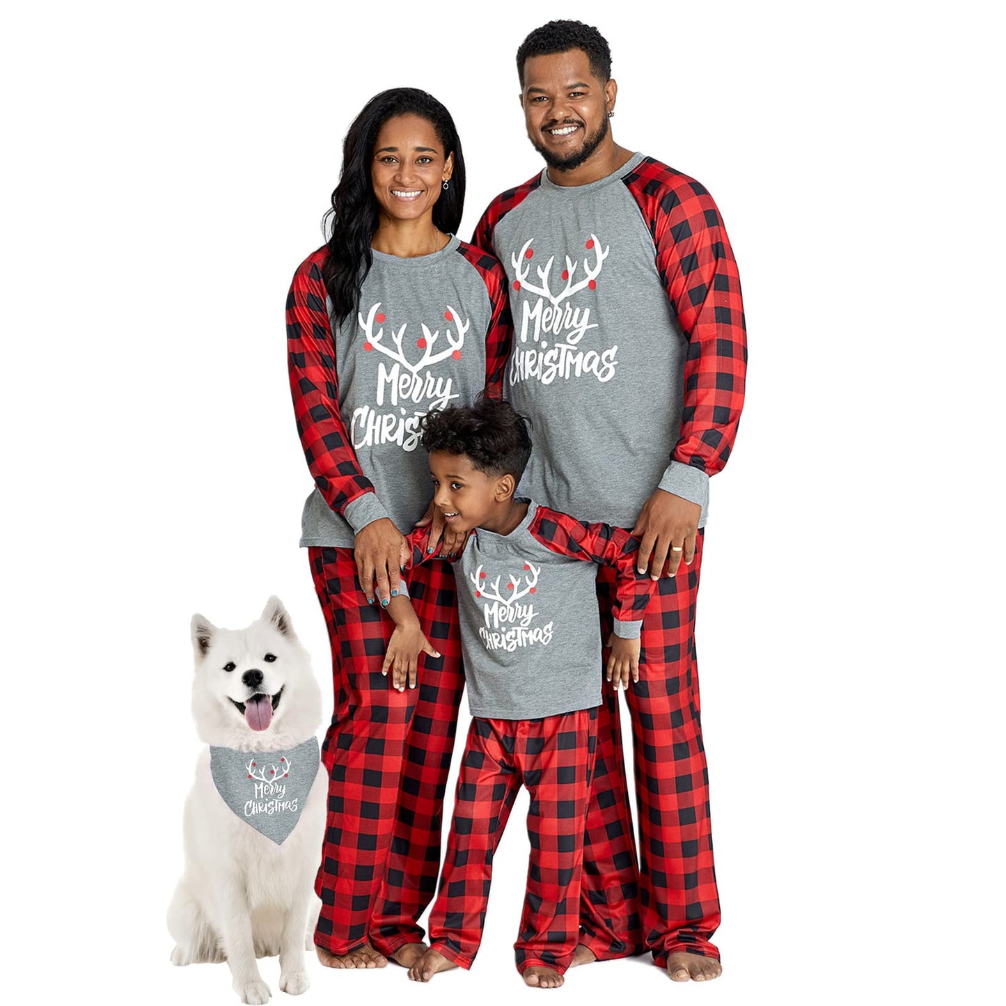 Iffei Matching Family Pajamas Sets Christmas Pj 'S With Letter And Plaid Printed Long Sleeve Tee And Bottom Loungewear 3-6M Grey