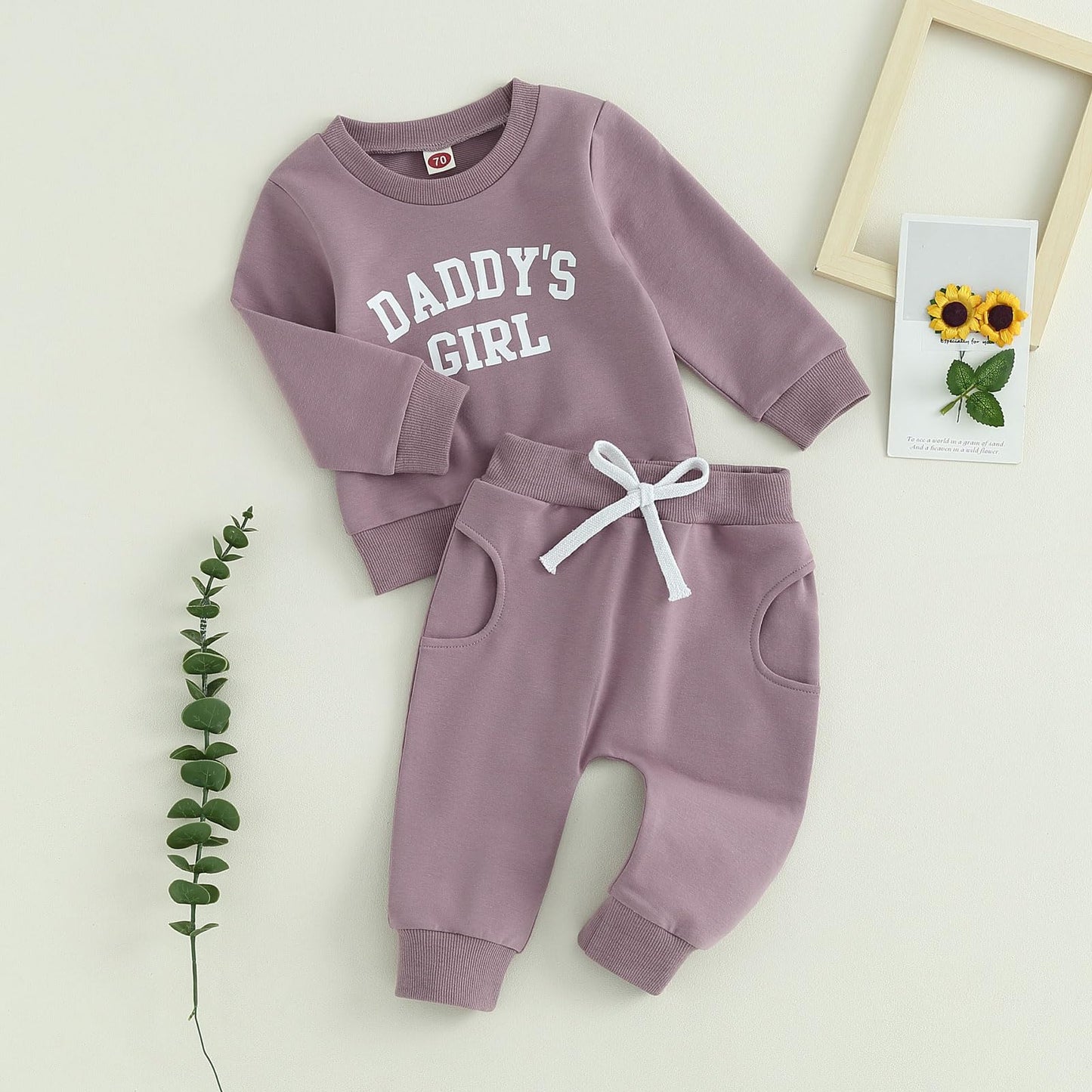 Baby Girl Clothes Valentines Day Outfits Long Sleeve Fall Winter Infant Toddler Sweatshirt Top Pants Set (Purple, 6-12 Months)