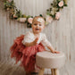 2Bunnies Girl Peony Lace Back A-Line Tiered Tutu Tulle Flower Girl Dress (Dusty Rose Bell Sleeve, 2T)