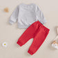 Kupretty Toddler Baby Boy Clothes Valentines Day Outfit Graphic Long Sleeve Crewneck Sweatshirt + Joggers Pants Sets (Mama'S My
