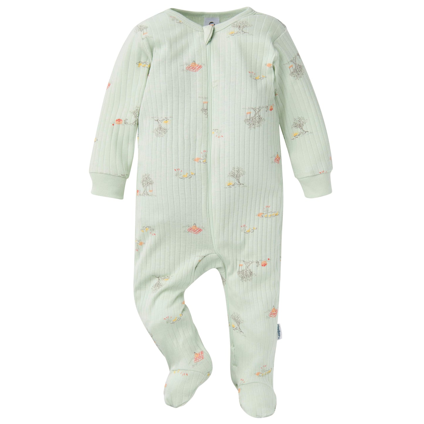 Gerber Baby Unisex 2-Pack 2-Way Zip Textured Sleep 'N Play, Park Picnic, 3-6 Months