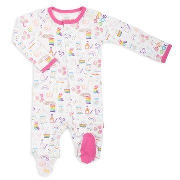 Magnetic Me Footie Pajamas 100% Organic Cotton Baby Girls Sleepwear Quick Magnetic Fastener Sleeper Rainbow Sprinkles 18-24 Mont